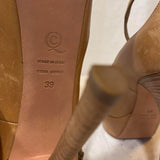 Alexander McQueen cream real leather open toe stiletto heels