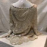 Oscar De La Renta Designer crochet shiny cream long sleeved top with a mesh cream Cami top to be wor