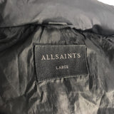 All Saints black basic essential puffer jacket / coat with hide-able hood