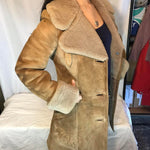 Mandela vintage shearling sheepskin suede fur afghan jacket / coat mid length