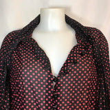 Jaeger red polka dot black shirt with tie collar