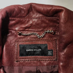 Karen Millen burgundy authentic real leather biker aviator jacket with silver zip