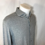 Profuomo grey knitted button down shirt