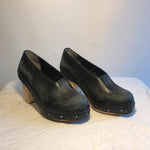 Comme des Garçons cdg F/W 2012 black leather clogs with wooden heels and stud detail