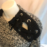 Belstaff grey and black jumper with lace up detail on right shoulder