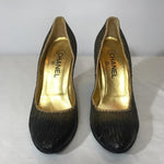 Chanel ombre gold and brown/black sequin heels