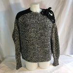 Belstaff grey and black jumper with lace up detail on right shoulder