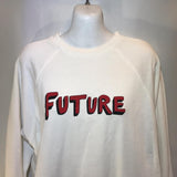 Bella Freud light cream beige "future" spell out graphic in red crew neck jumper