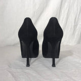 Yves Saint Laurent YSL Tribtoo black suede platform pumps with stiletto heels