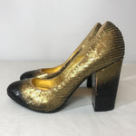 Chanel ombre gold and brown/black sequin heels