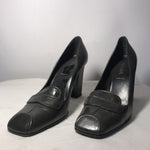 Prada 90's black leather heels with square toe