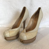 Fendi platform designer cream heels size 37 1/2