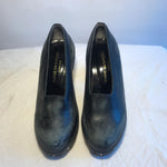 Comme des Garçons cdg F/W 2012 black leather clogs with wooden heels and stud detail