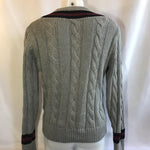 Fred Perry preppy cable knit grey jumper with black and burgundy detailing
