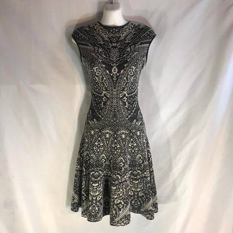 Alexander McQueen knit baroque lace pattern a-line dress