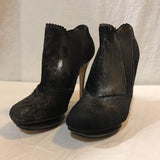 Nicholas Kirkwood real leather black metallic shine high heeled boots size 38 uk 5 pre owned in good