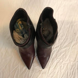 Burgundy real leather healed boots from Vic Matiē with clear block heals