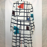 Rejina Pyo geometric pattern button up shirt dress with pleated skirt and collar
