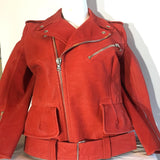 Alexander McQueen Red Genuine Leather zip up short biker jacket