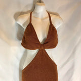 Cult Gaia "Serita Dress" in amber/rust deep orange brown