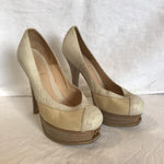 Fendi platform designer cream heels size 37 1/2