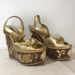 Dolce & Gabbana Gold Baroque Wedge Heels